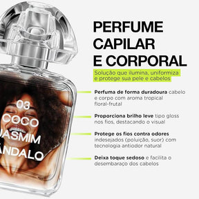 Perfume Cabelo e Corpo coco, jasmim e sândalo