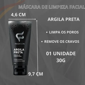 MASCARA FACIAL ARGILA PRETA FASHION 30g remoção de cravos