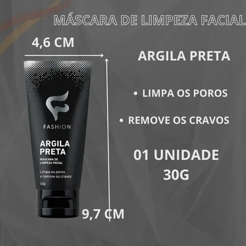 MASCARA FACIAL ARGILA PRETA FASHION 30g remoção de cravos