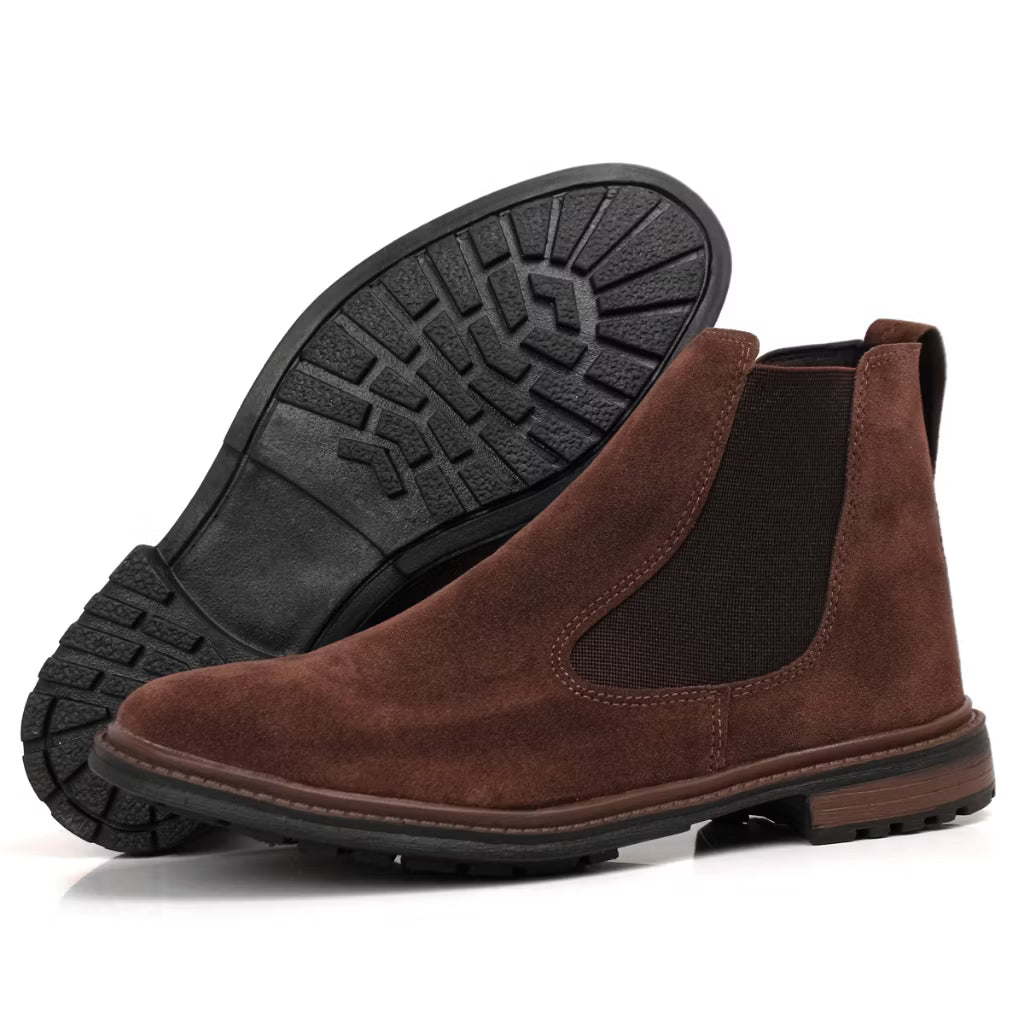 Botina Chelsea Masculina Camurça Preta ou Café | Casual Elegante Confortável