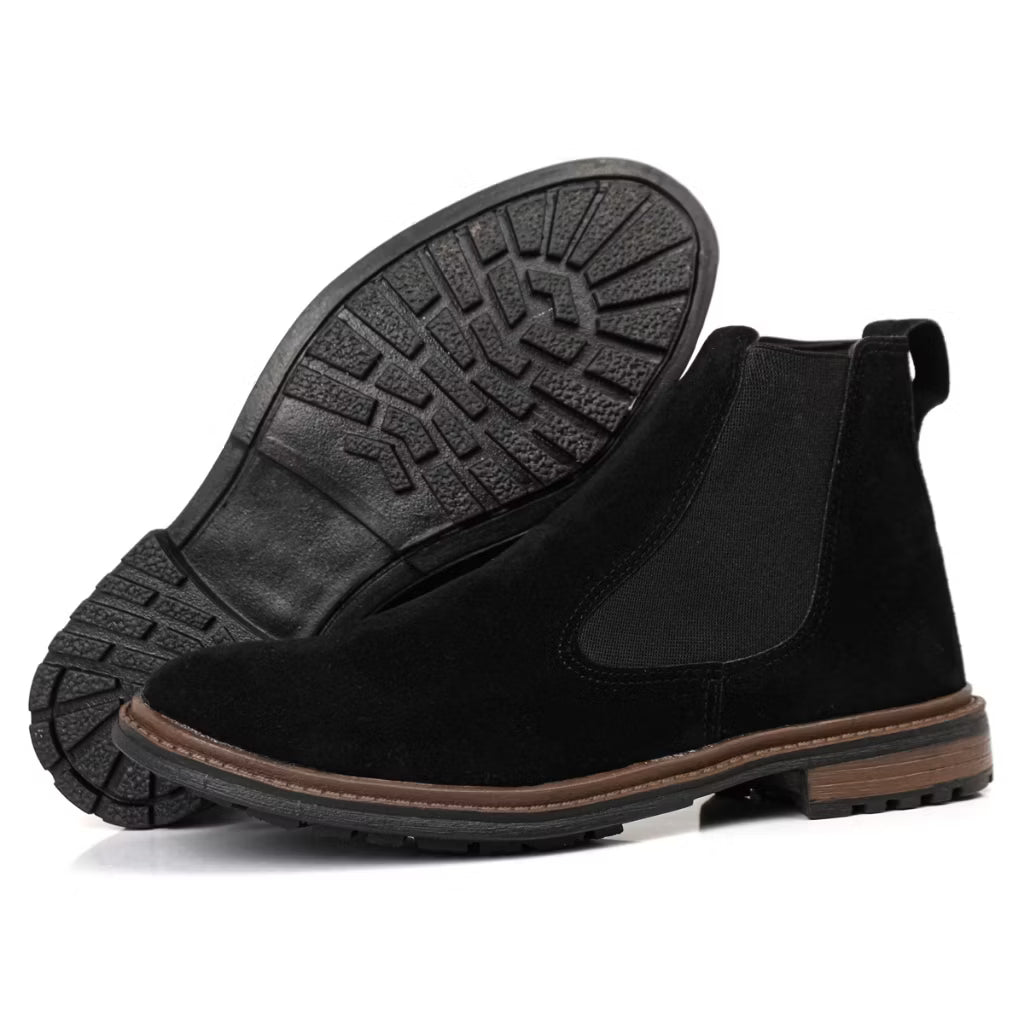 Botina Chelsea Masculina Camurça Preta ou Café | Casual Elegante Confortável