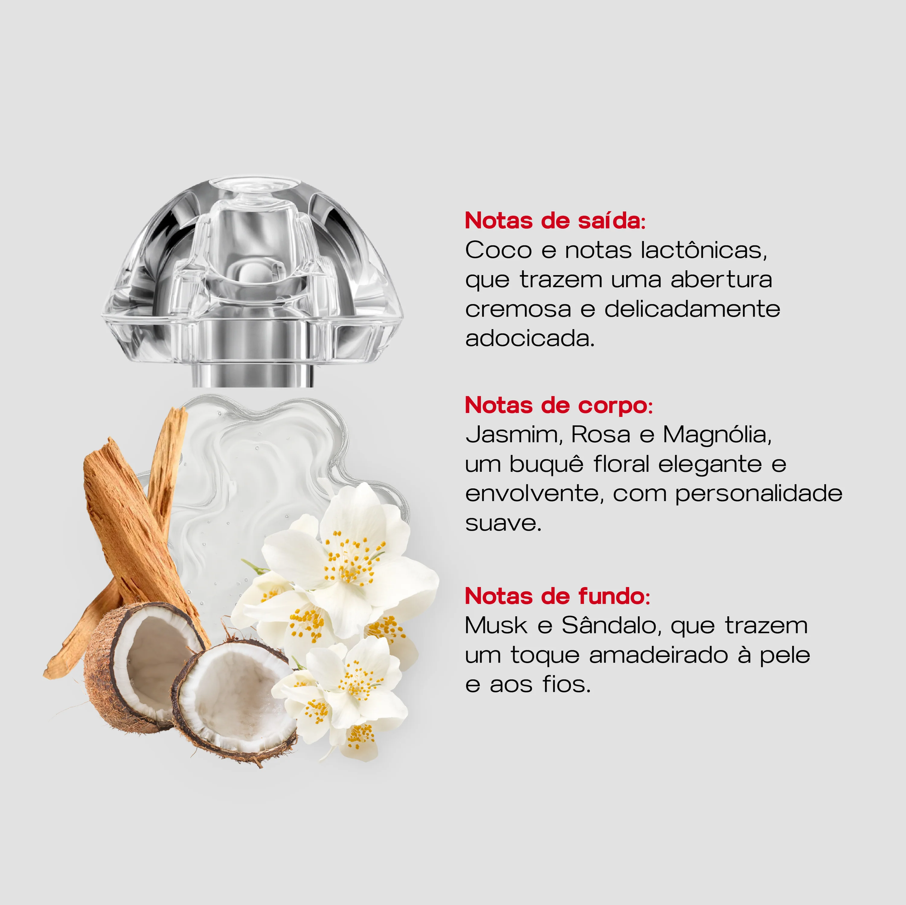 Perfume Cabelo e Corpo coco, jasmim e sândalo